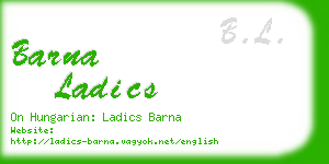 barna ladics business card